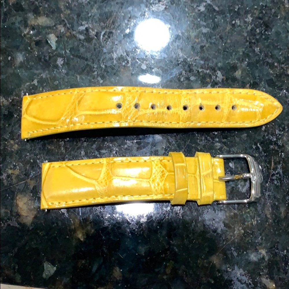 Michele Vibrant Yellow Crocodile Leather Strap